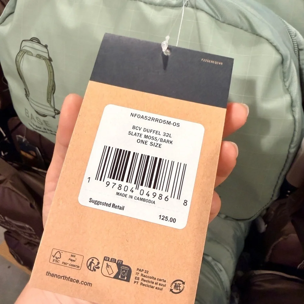 NWT! NEW! The North Face Base Camp Voyager Packable Duffel Backpack 32L -slate m